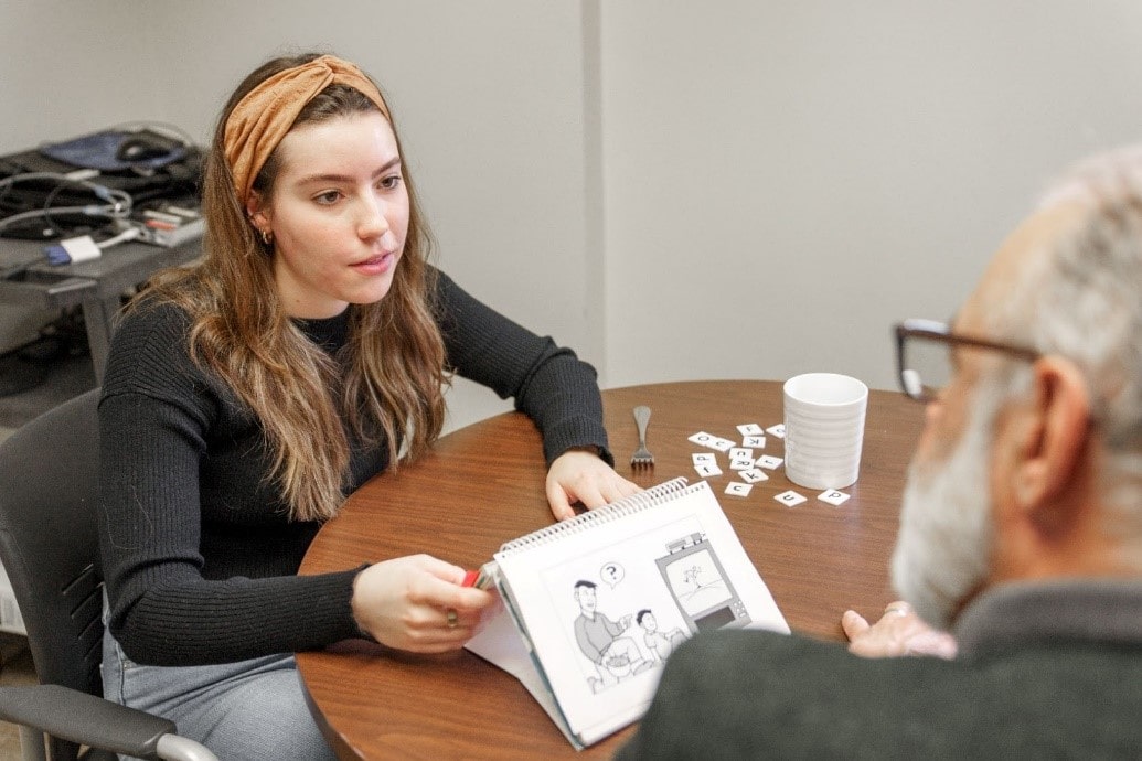 Student Doing Activities With Adult Client With Communication Disorder